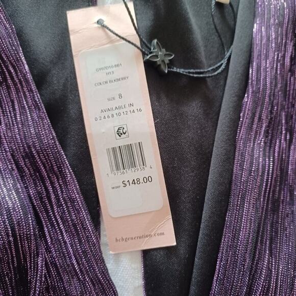 REVOLVE BCBG Tiered Metallic Mini Dress Cordial Blackberry 8 NWT - Picture 15 of 16